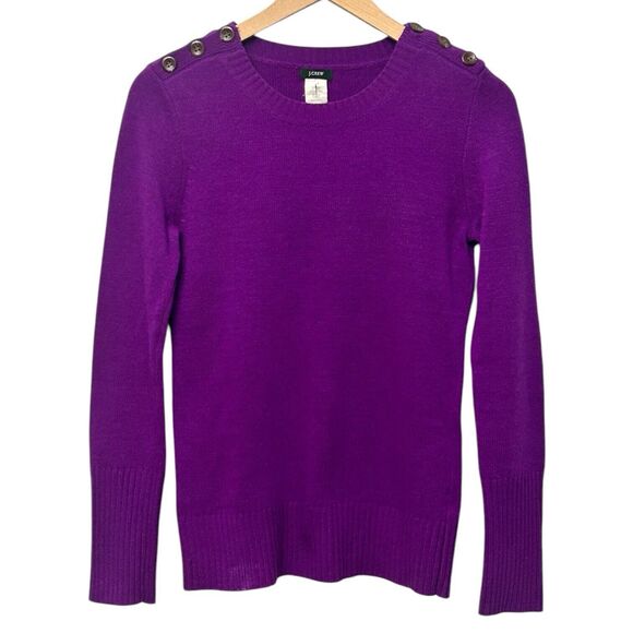 J. Crew Pullover Sweater Wool Cashmere Blend Purple Size Small Buttons Casual - Picture 3 of 16